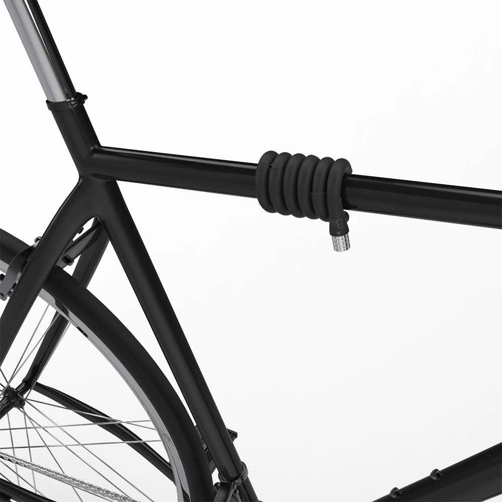 Volo Bamboo Bicycle Cable Lock, 4-Position Coil Combination Cable Bicycle Lock, Bicycle Security Anti-Theft Lock Code Lock Covered by Silicone Resin, Suitable for Road Bicycle, MTB Bike, Folding Bike
