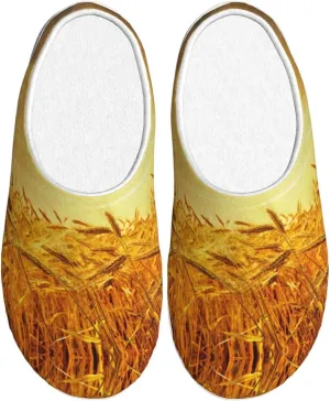 Wheat Field print Women's Soft Slippers House Shoes Comfortable Home Slippers Home Bedroom Shoes for Adults