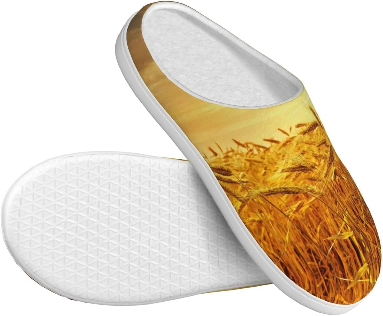 Wheat Field print Women's Soft Slippers House Shoes Comfortable Home Slippers Home Bedroom Shoes for Adults