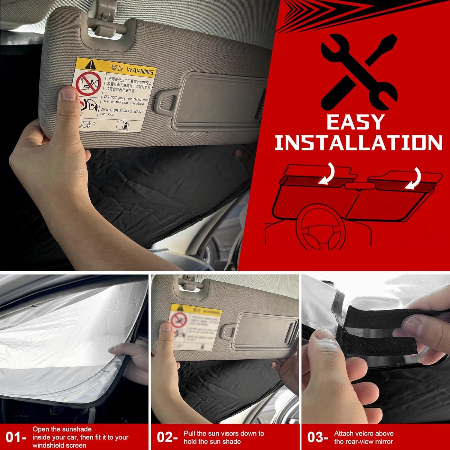 Windshield Sun Shade for 2018-2024 Nissan Kicks Foldable Sun Sunshade for Car Front Window Blocks UV Rays and Heat Automotive Interior Protector Custom Fit Accessories