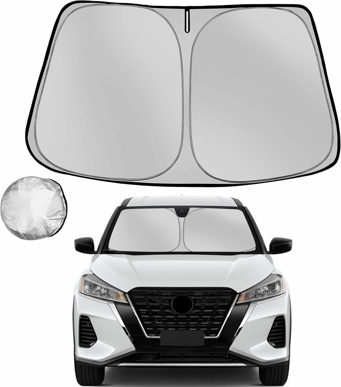 Windshield Sun Shade for 2018-2024 Nissan Kicks Foldable Sun Sunshade for Car Front Window Blocks UV Rays and Heat Automotive Interior Protector Custom Fit Accessories