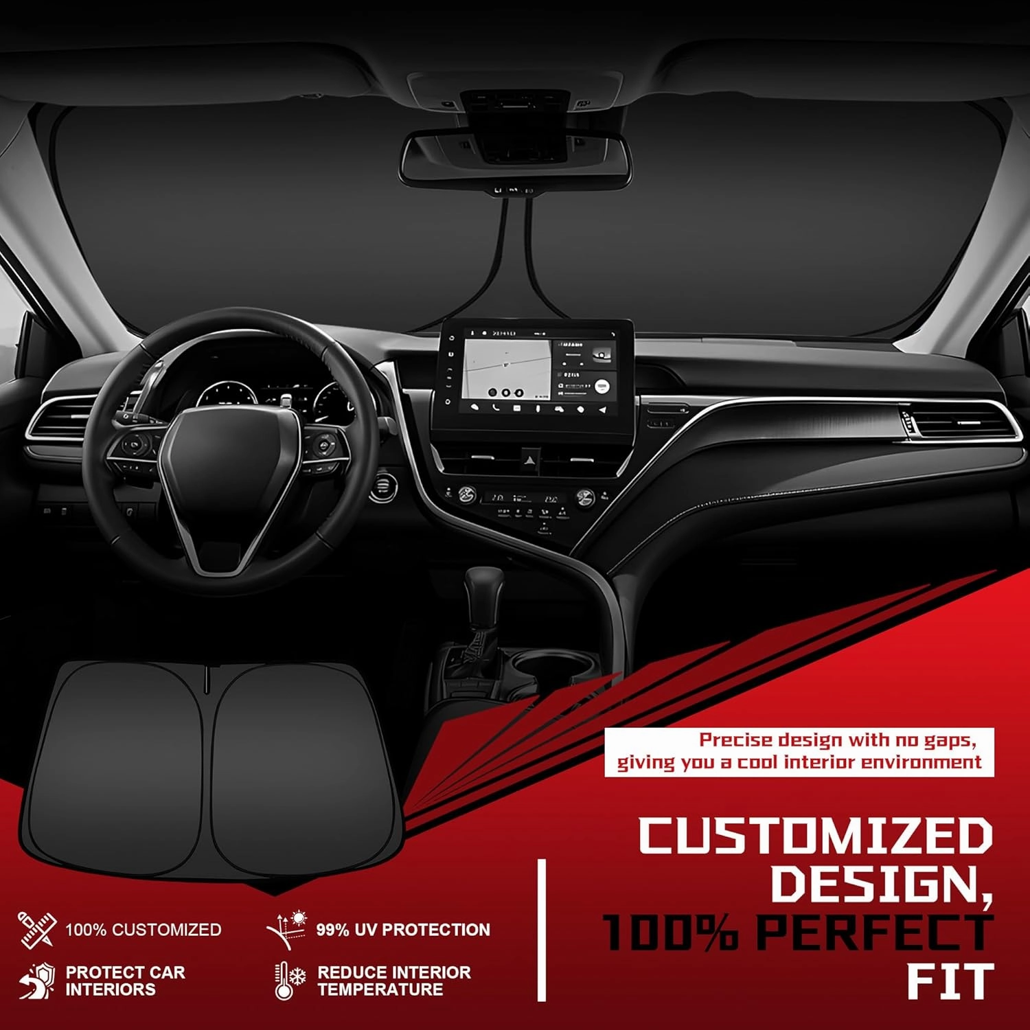 Windshield Sun Shade for 2018-2024 Nissan Kicks Foldable Sun Sunshade for Car Front Window Blocks UV Rays and Heat Automotive Interior Protector Custom Fit Accessories