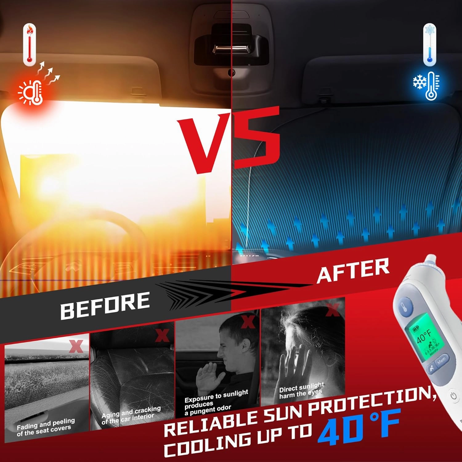 Windshield Sun Shade for 2018-2024 Nissan Kicks Foldable Sun Sunshade for Car Front Window Blocks UV Rays and Heat Automotive Interior Protector Custom Fit Accessories