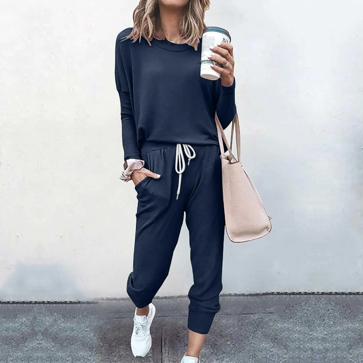 Womens 2 Piece Outfits Sweatsuit Set Oversized Tops and Long Pants Tracksuit Sweatsuits Long Sleeve Hoodie Matching