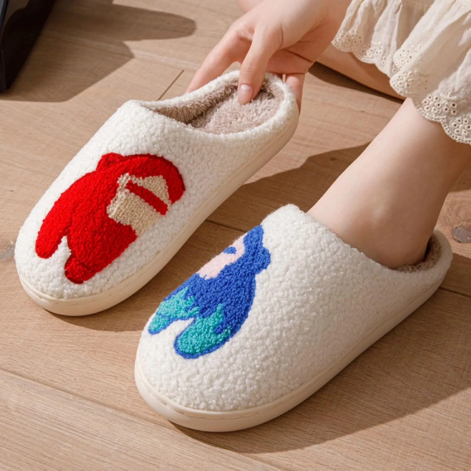 Women's Cute Strawberry Cherry Mushroom Cartoon Animal Cat Slippers - Cowboy Hat Boots - Happy Face Memory Foam Fluffy Cloud Indoor Household Couple Slippers