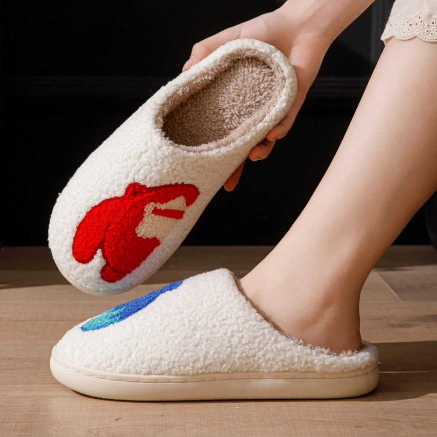Women's Cute Strawberry Cherry Mushroom Cartoon Animal Cat Slippers - Cowboy Hat Boots - Happy Face Memory Foam Fluffy Cloud Indoor Household Couple Slippers