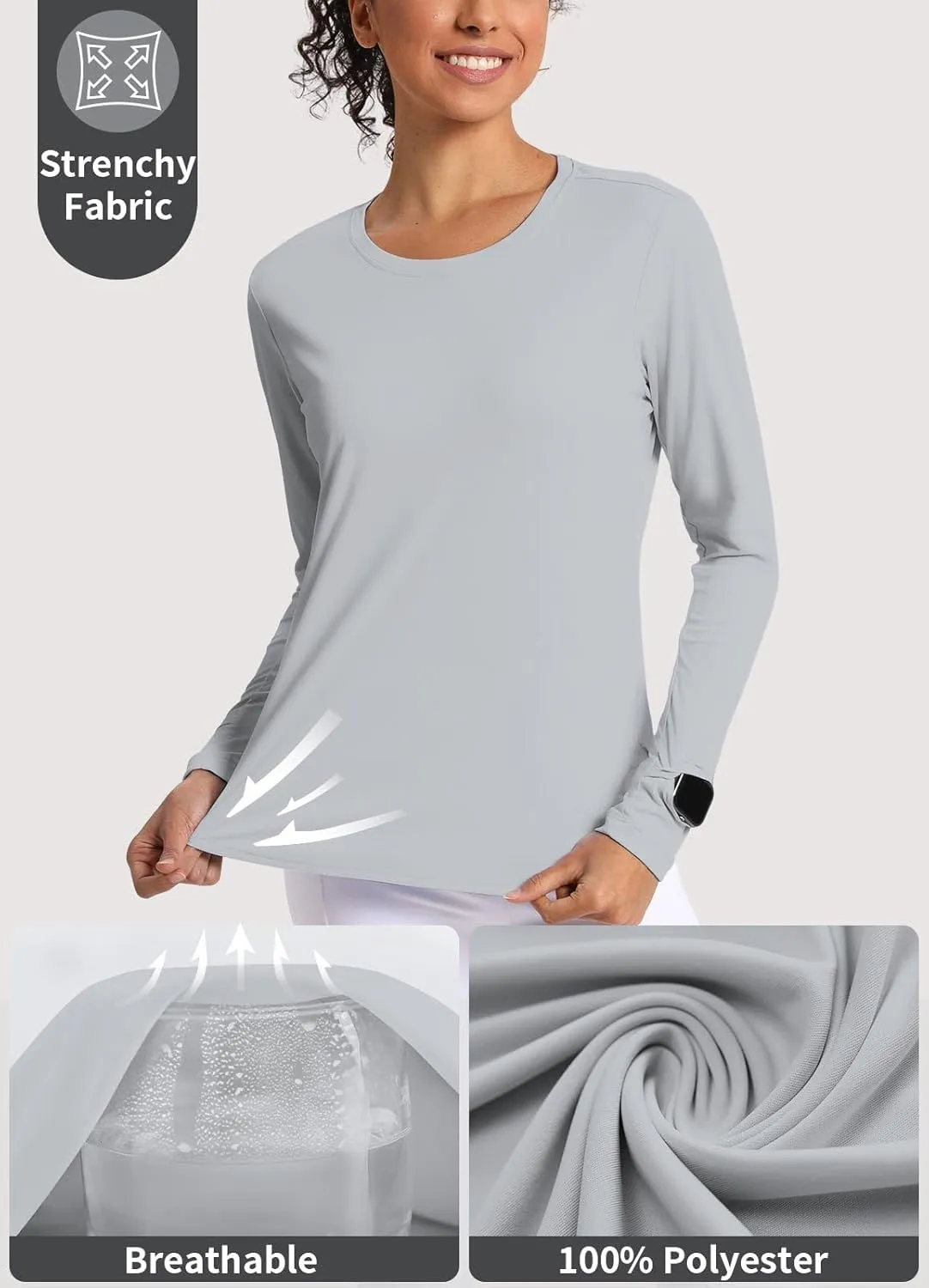 Women's Sun Shirts UPF 50  UV Protection Long Sleeve Rash Guard Lightweight Quick Dry SPF Hiking Tops