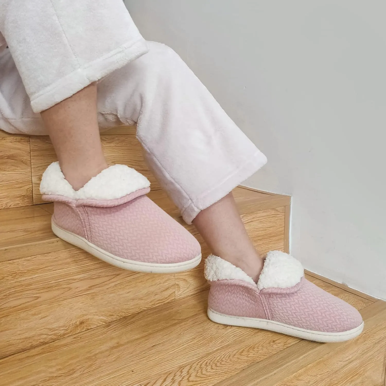 Womens Warm Bootie Slippers Comfy Memory Foam Plush Fleece Winter Indoor House Shoes