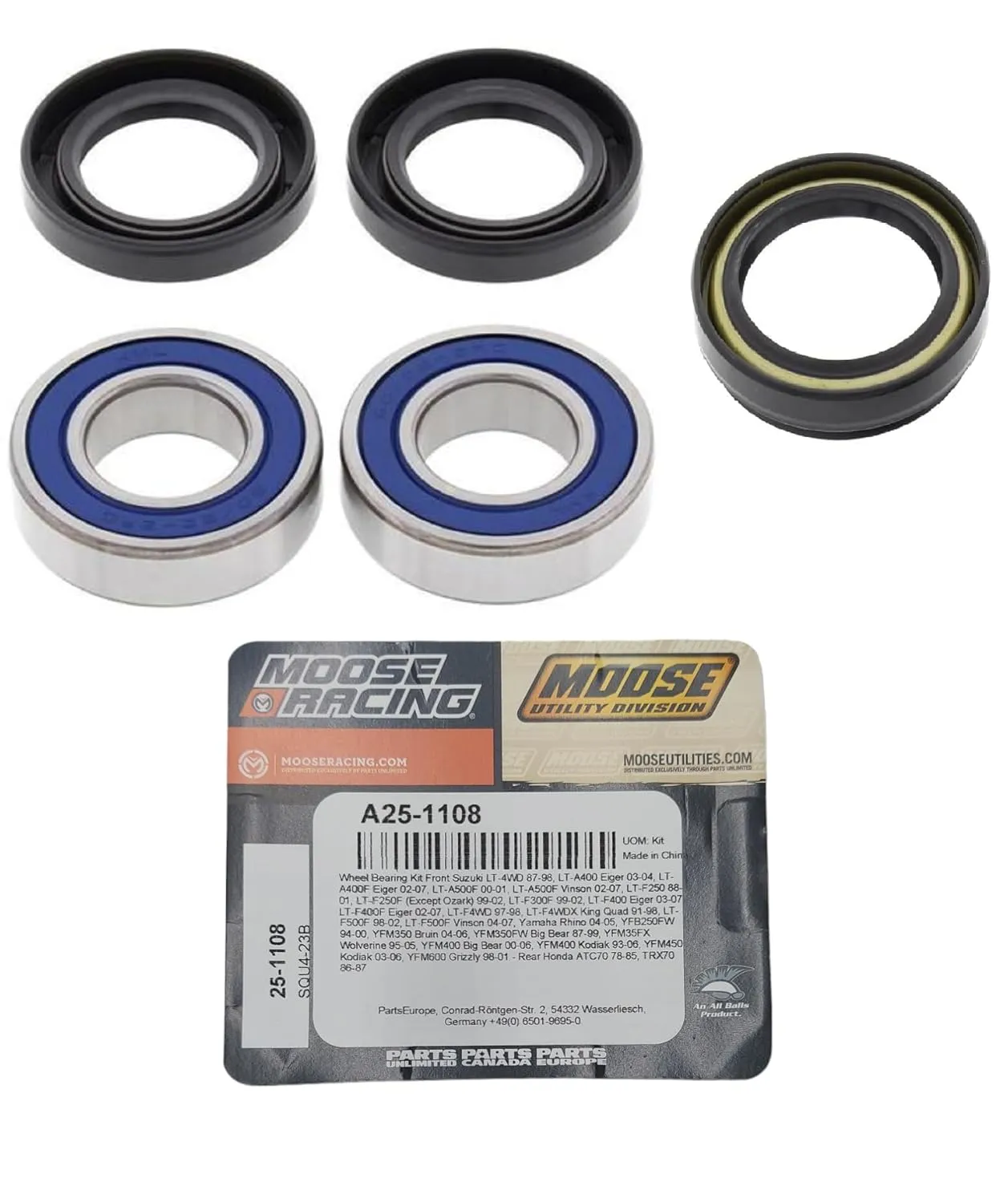 XFinder Big Bear 350 1996-1999 Front Wheel Bearing Kit A25-1108 Replaces Yamaha Part#'s 93306-00612-00