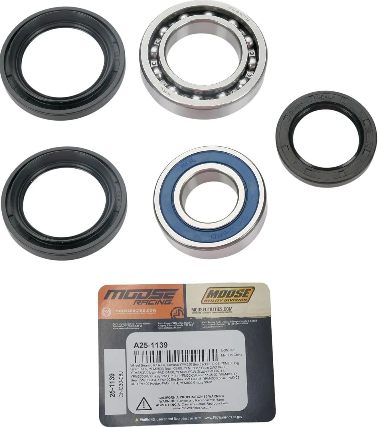 Xfinder Yamaha Kodiak 400 2WD/4WD 2003-2004 Rear Wheel Bearing Kit A25-1139 Replaces Yamaha Part#'s 93306-008Y0-00, 93306-278Y0-00