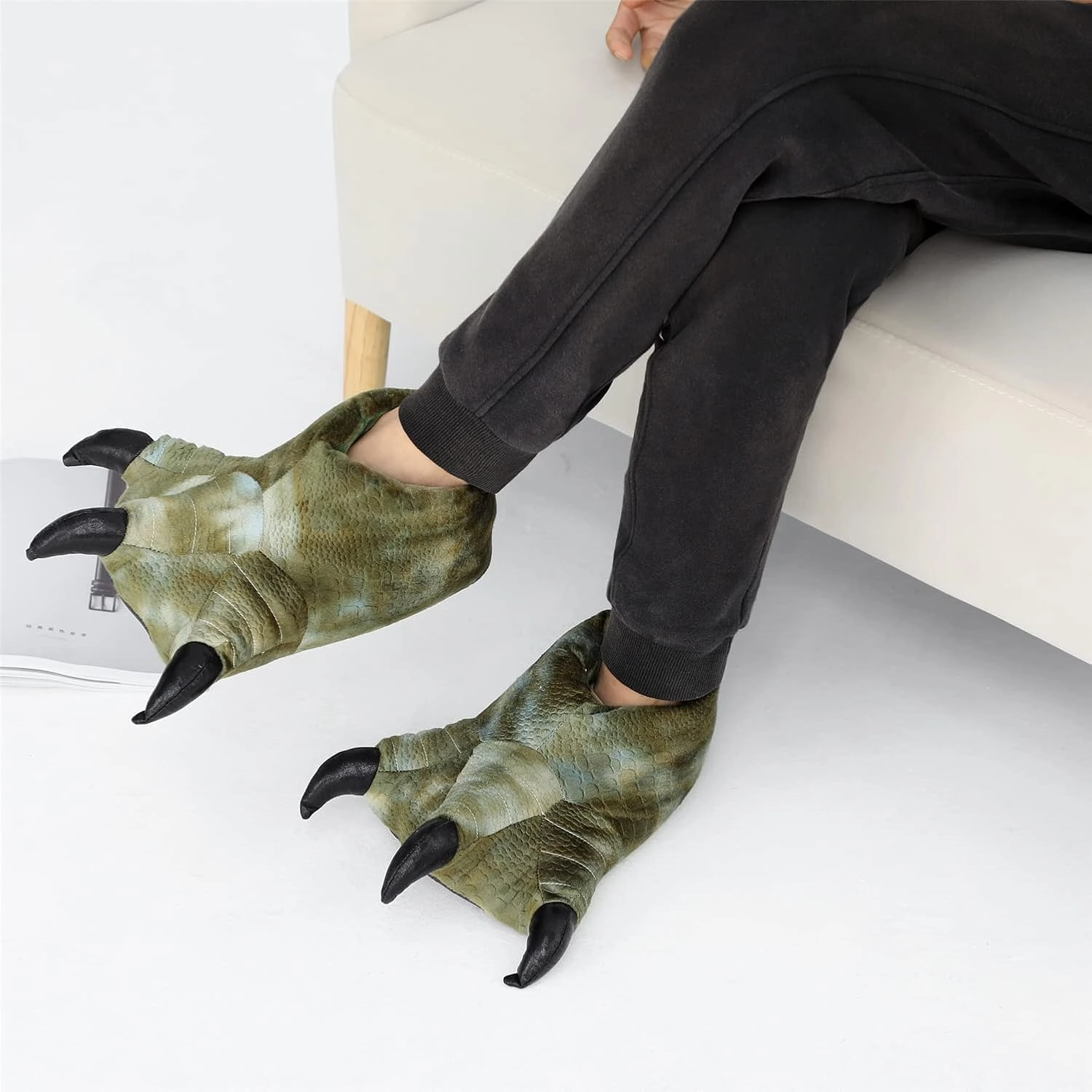YESBOR Men's Cute Plush Paw Claw House Slippers Halloween Furry Animal Cosplay Costume Shoes
