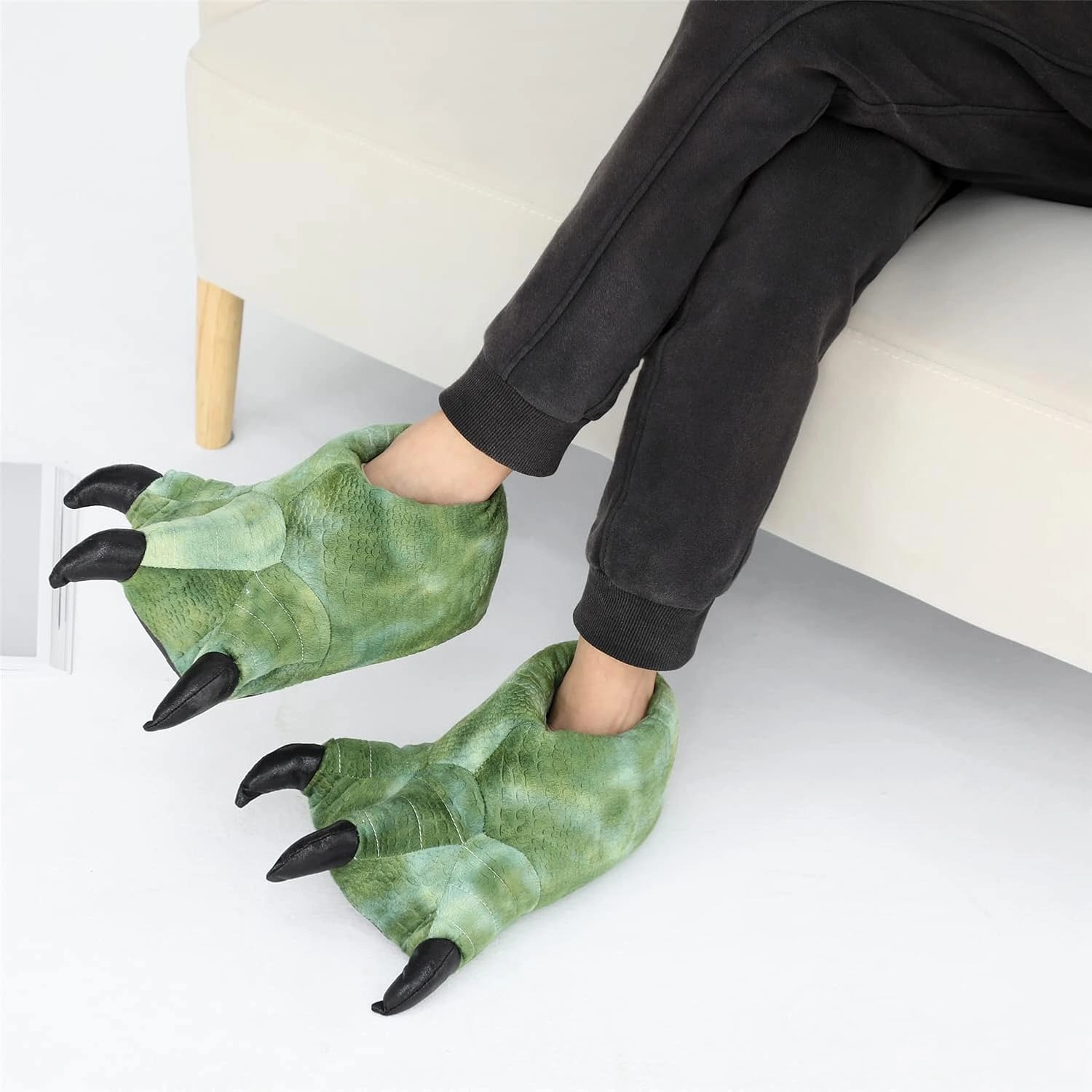 YESBOR Men's Cute Plush Paw Claw House Slippers Halloween Furry Animal Cosplay Costume Shoes
