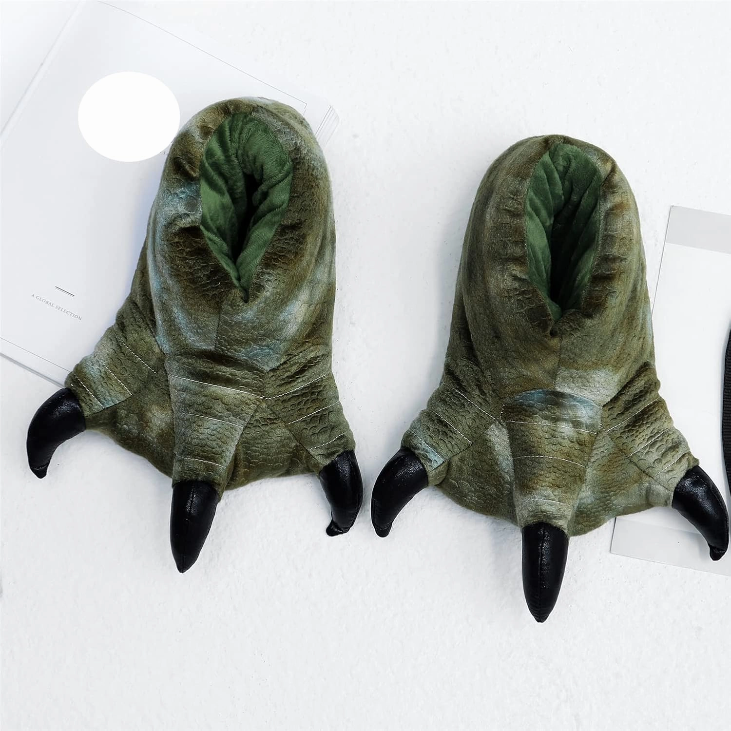 YESBOR Men's Cute Plush Paw Claw House Slippers Halloween Furry Animal Cosplay Costume Shoes