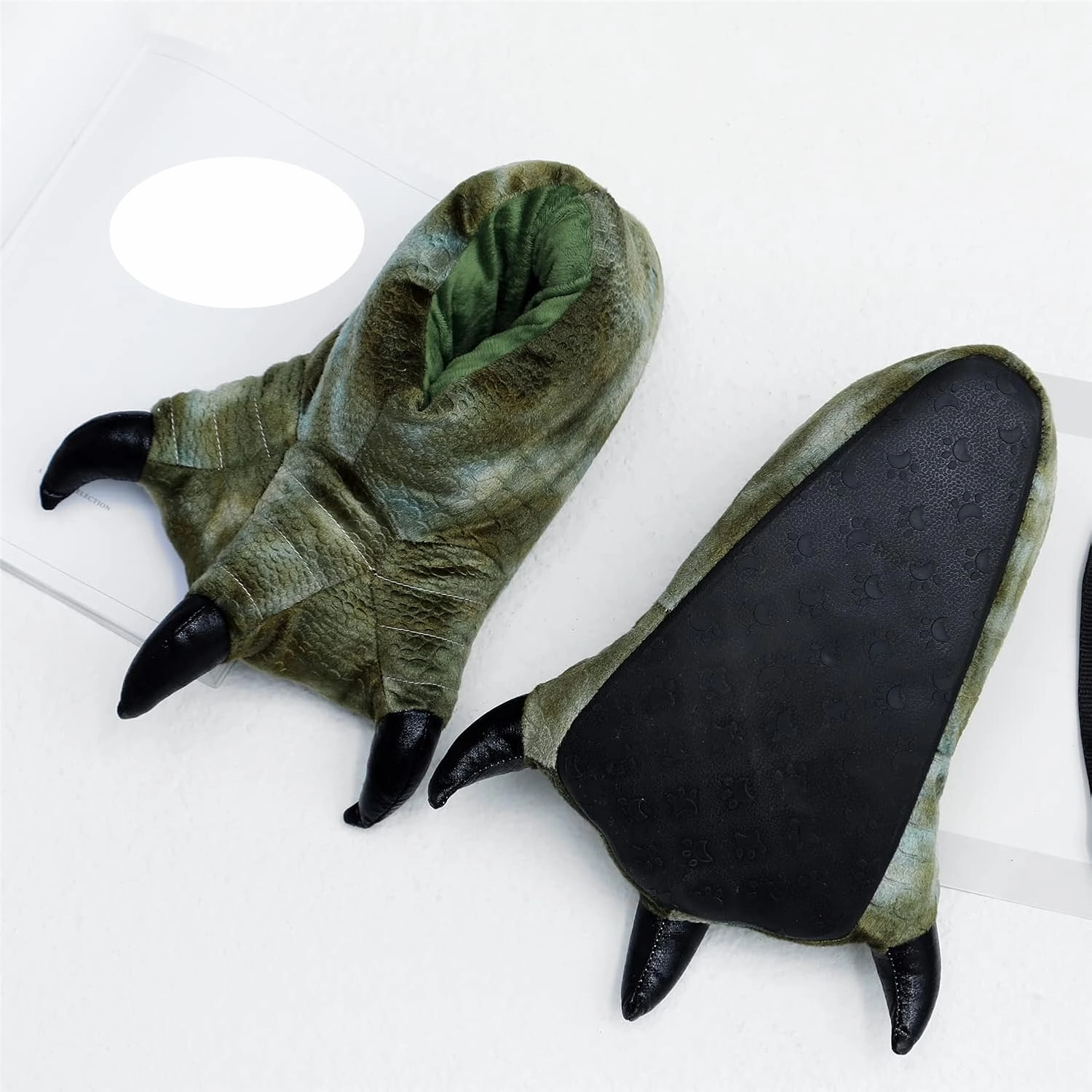 YESBOR Men's Cute Plush Paw Claw House Slippers Halloween Furry Animal Cosplay Costume Shoes