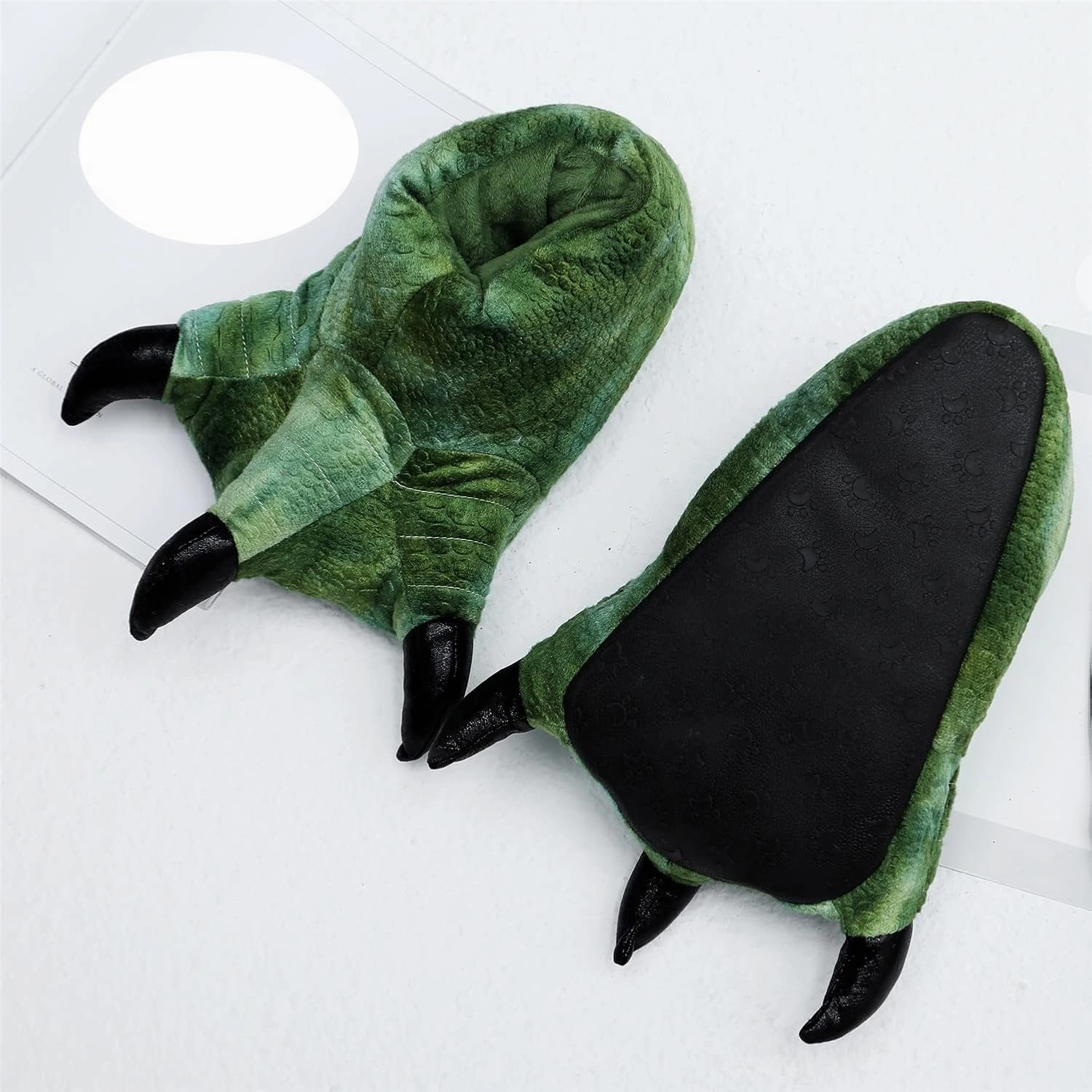 YESBOR Men's Cute Plush Paw Claw House Slippers Halloween Furry Animal Cosplay Costume Shoes