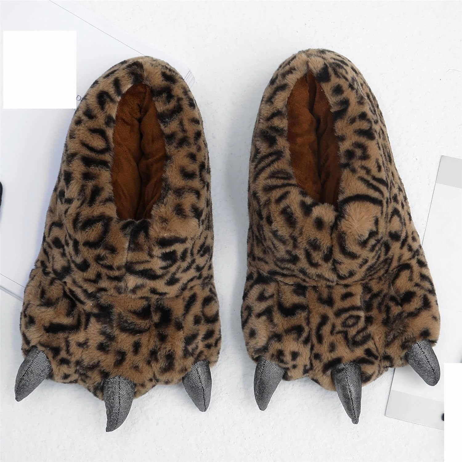 YESBOR Men's Cute Plush Paw Claw House Slippers Halloween Furry Animal Cosplay Costume Shoes