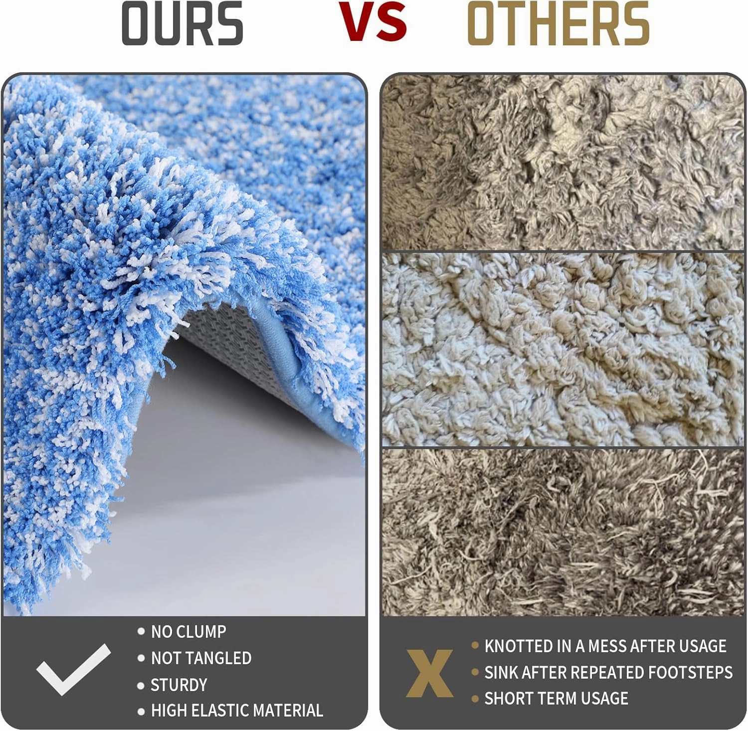 Yimobra Bath Rugs for Bathroom 32x20, Ultra Soft and Water Absorbent Bath Mats, Non Slip Plush Shower Mat Outside, Microfiber Thick Matts for Bathroom Floor/Tub, Machine Washable, Blue and White