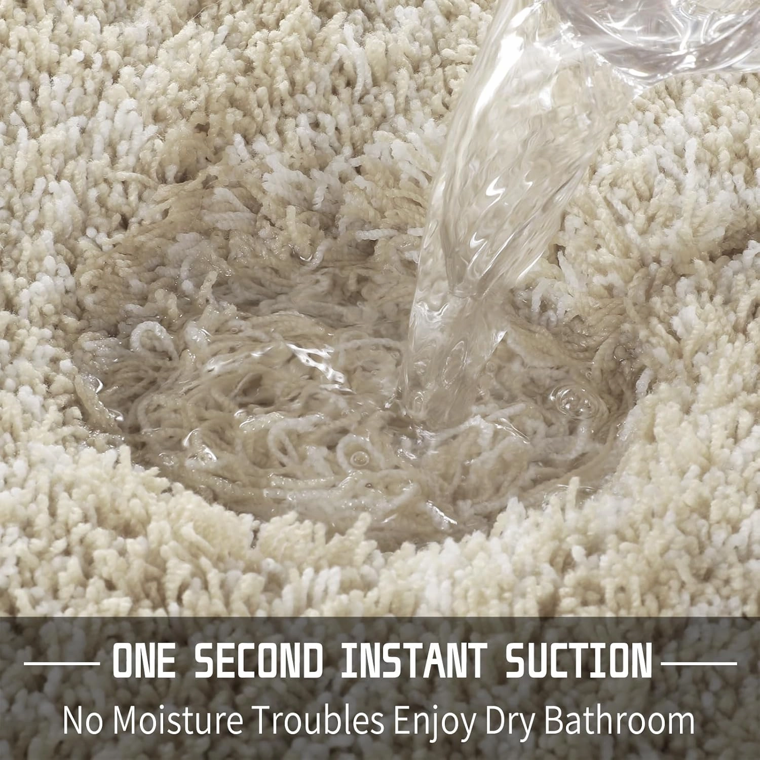 Yimobra Bathroom Rugs Non Slip Washable 36x24, Ultra Soft and Water Absorbent Bath Mats, Plush Fluffy Shower Mat Outside, Luxury Microfiber Thick Matts for Bathroom Floor/Tub, Light Beige and White