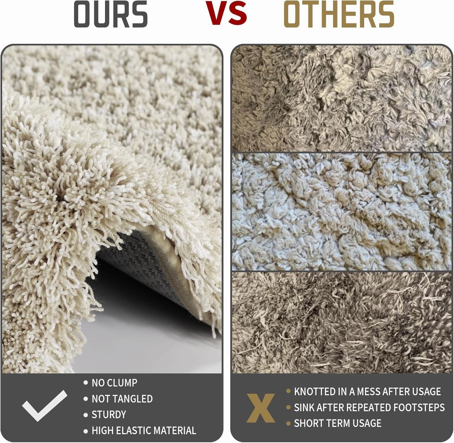 Yimobra Bathroom Rugs Non Slip Washable 36x24, Ultra Soft and Water Absorbent Bath Mats, Plush Fluffy Shower Mat Outside, Luxury Microfiber Thick Matts for Bathroom Floor/Tub, Light Beige and White